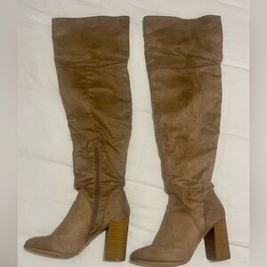 Call It Spring Suede Over-the-Knee Block Heel Boots